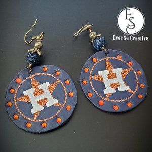 Glitter Rhinestone Astros Earrings